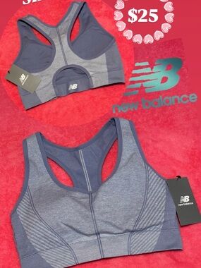 MSRP $35 New Balance Blue Gray Seamless Racerback Sports Bra